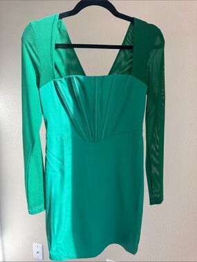 Princess Polly Austin Long Sleeve Mini Dress Green